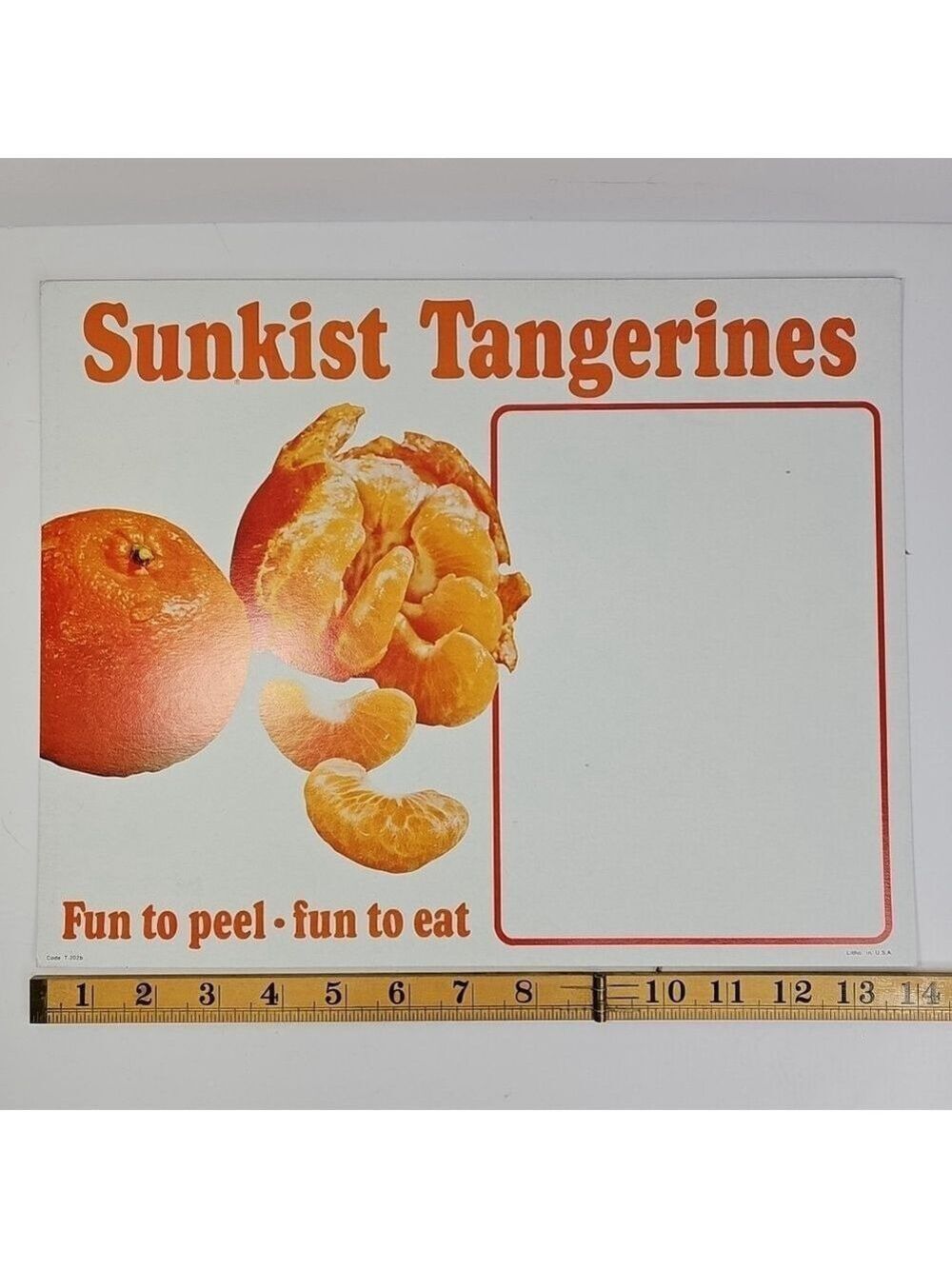 Sunkist Growers Vintage Advertising Tangerines Sign Litho Made In USA